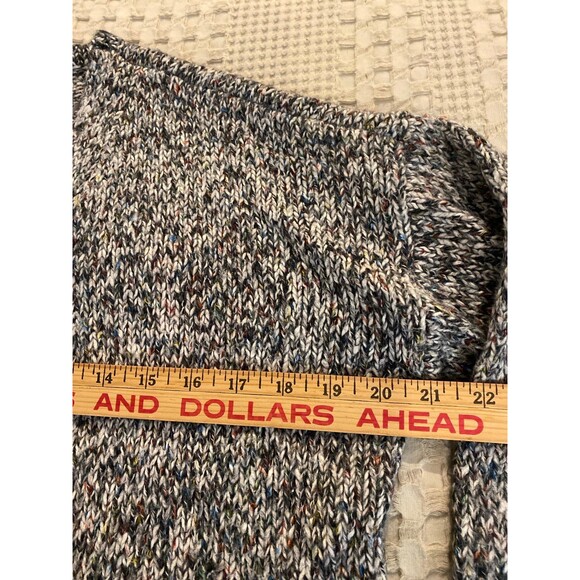 Loft Cardigan Sweater Chunky Oversized Medium Black White Variegated Knit - Picture 10 of 12